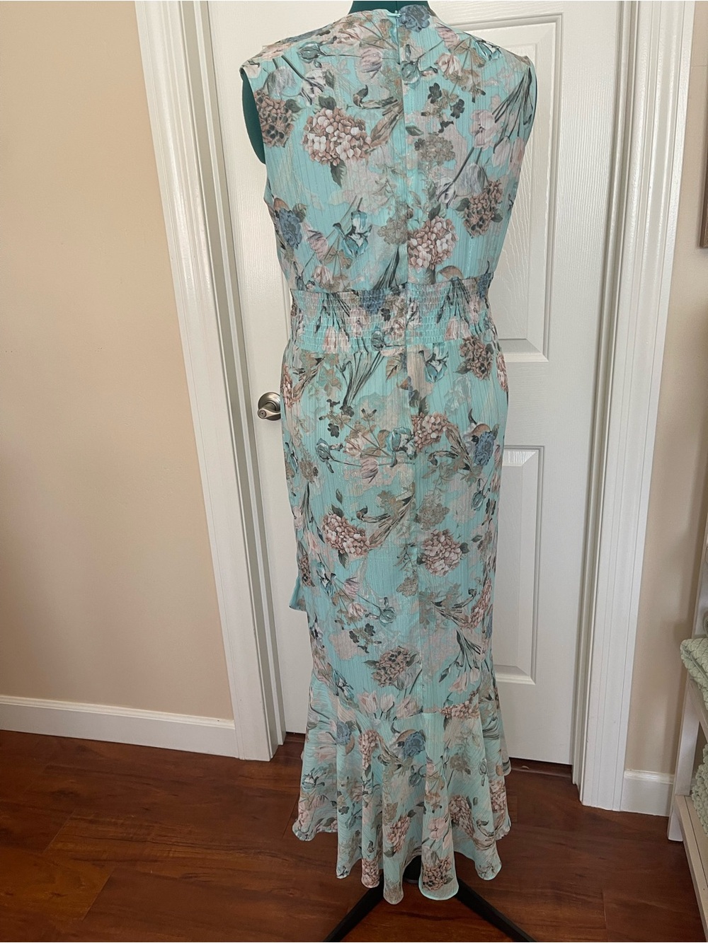 Danny & Nicole Aqua Floral High-Low Wrap Dress - Picture 7 of 16